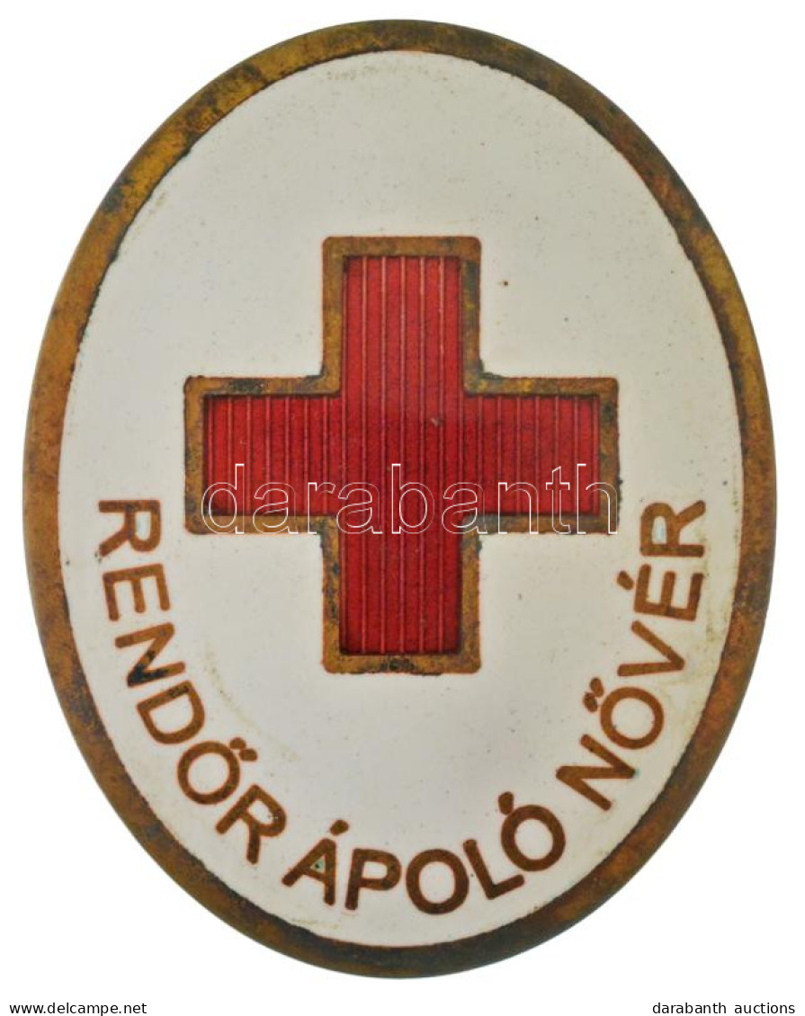 ~1947. "Rendőr ápoló Nővér" Zománcozott Bronz Jelvény, Hátoldalon "Morzsányi J. Budapest Eskü út 5." Gyártói Jelzéssel ( - Non Classés