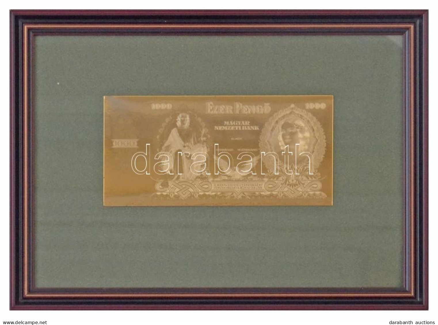 1943. 1000P "Szálasi-kiadás" Kiadatlan Bankjegy Aranyozott Cu Nyomólemez Gyártásához Készített Véset Pozitív Lemeze (mag - Unclassified