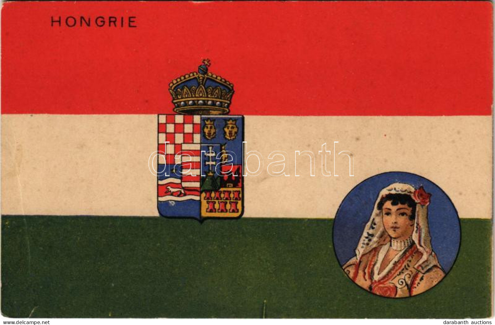 ** T3 Hongrie / Magyar Királyság Középcímere, Magyar Zászló / Kingdom Of Hungary, Hungarian Flag And Coat Of Arms, Inclu - Unclassified