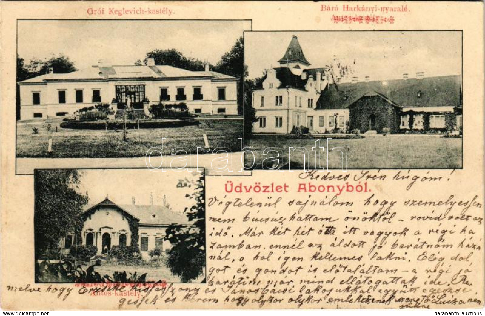 T2/T3 1902 Abony, Gróf Keglevich Kastély, Báró Harkányi Nyaraló, Antos Kastély - Unclassified