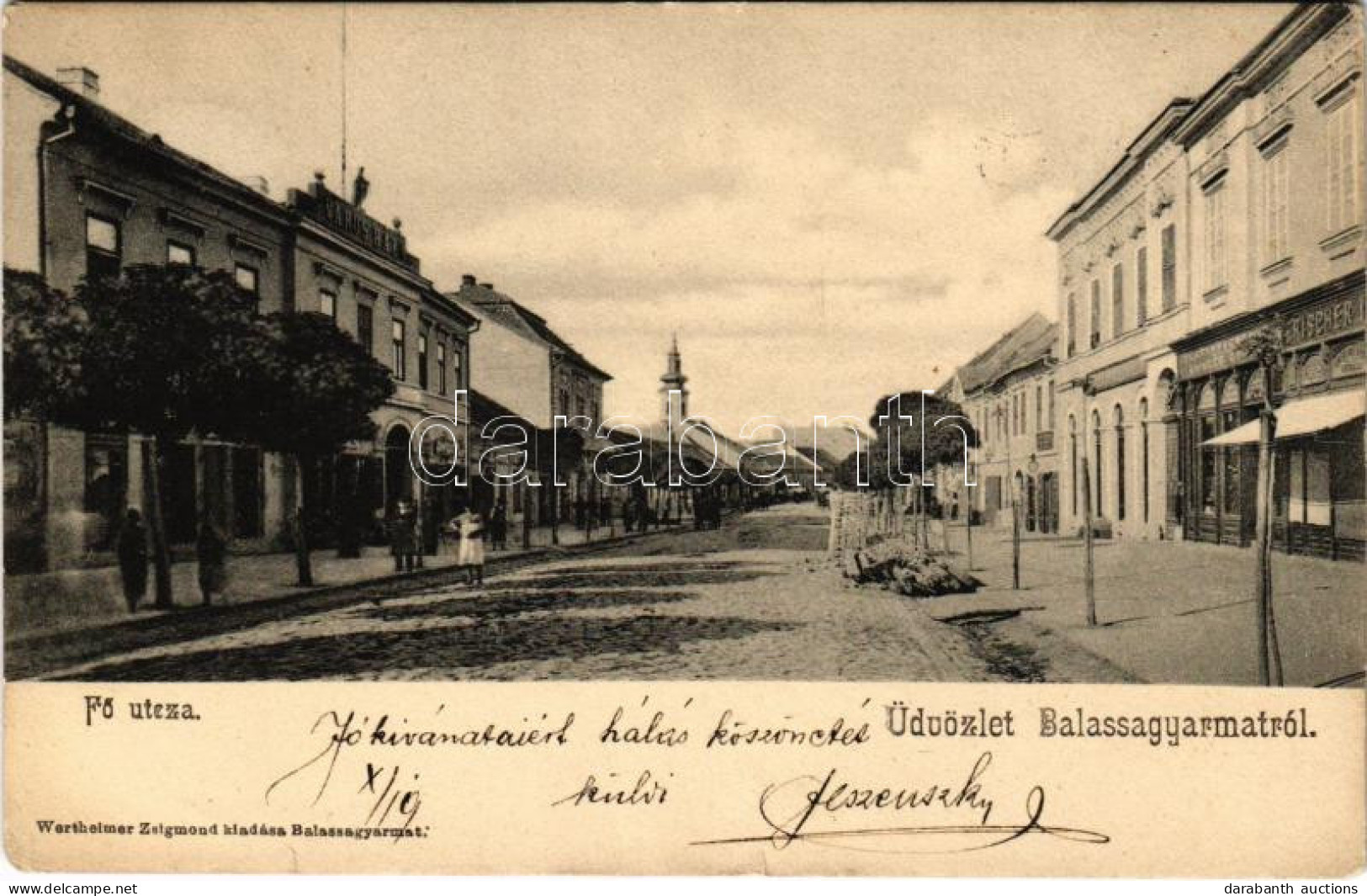 T2/T3 1905 Balassagyarmat, Fő Utca, Városháza, Frischer Ignác, Aninger Gyula üzlete. Wertheimer Zsigmond Kiadása (EK) - Ohne Zuordnung