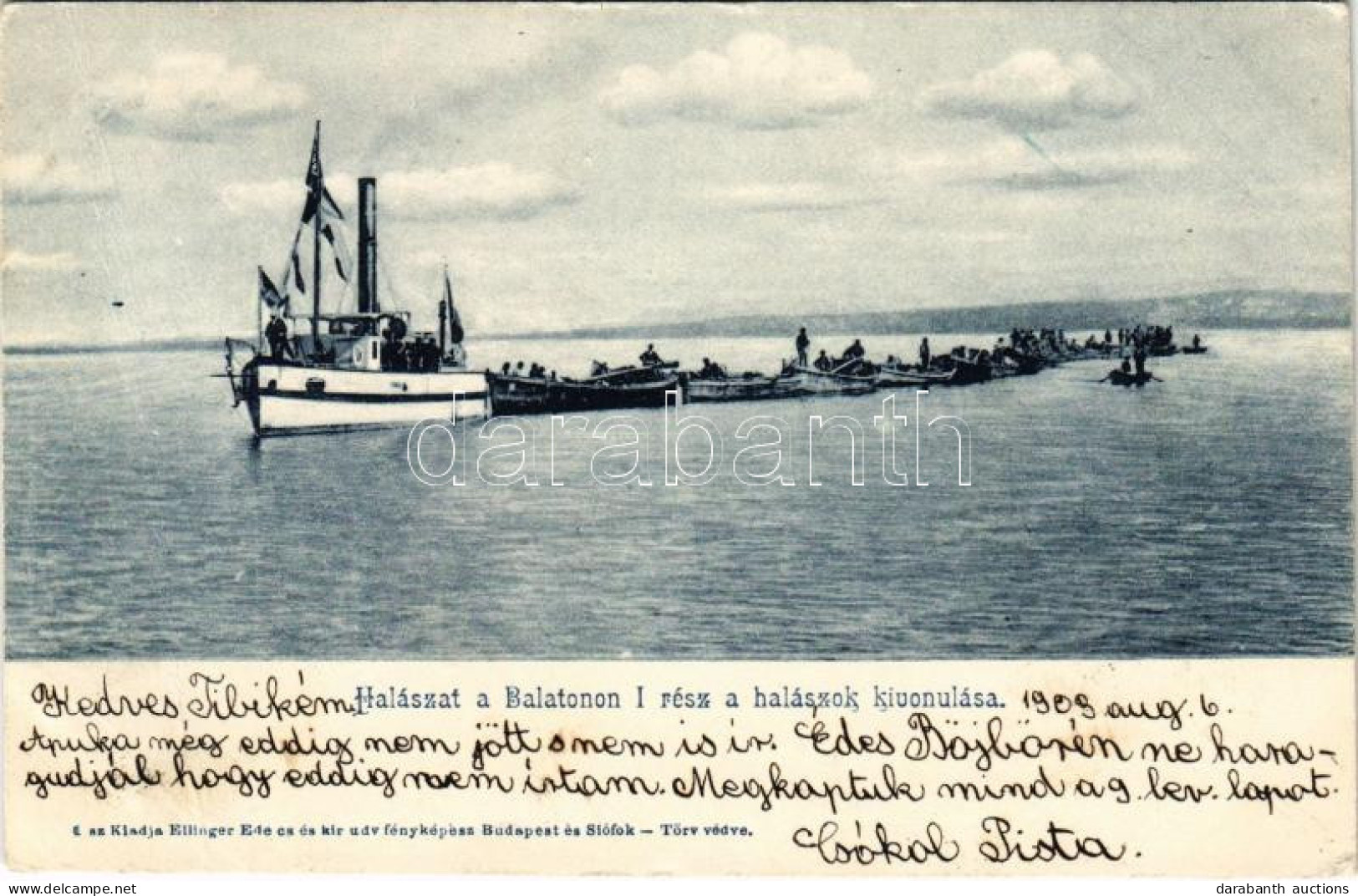 T3/T4 1903 Balaton, Halászat I. Rész: A Halászok Kivonulása. Ellinger Ede Fényképész (fa) - Non Classificati