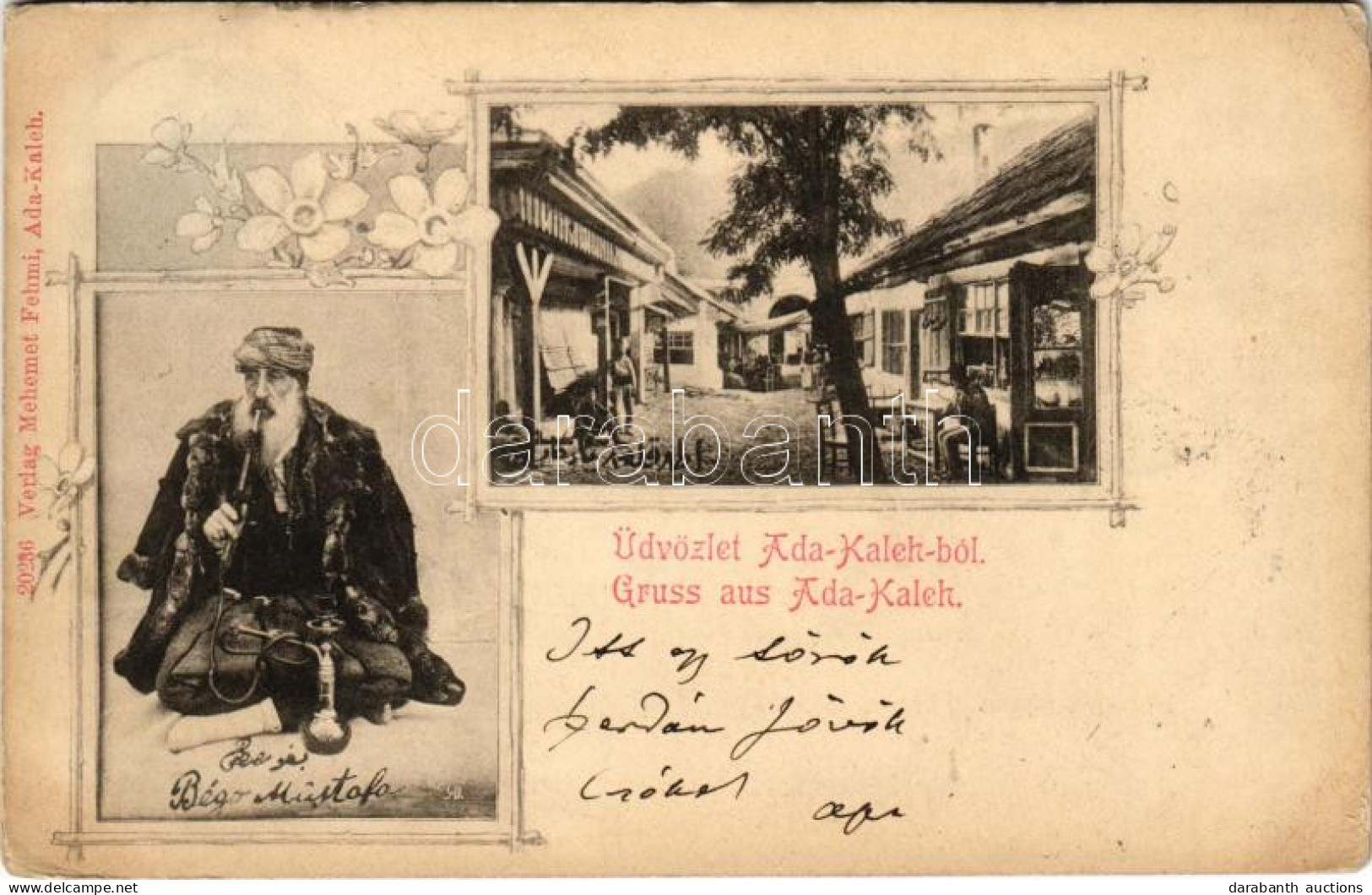 T2/T3 1901 Ada Kaleh, Török Bazár, Vízipipázó Bego Mustafa. Mehemet Fehmi Kiadása / Turkish Bazaar Shop, Bego Mustafa Sm - Ohne Zuordnung