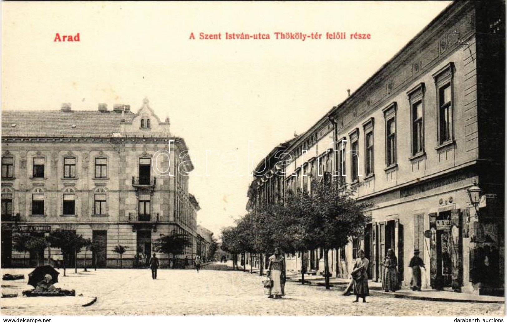 ** T1/T2 Arad, Szent István Utca A Thököly Tér Felől, Piac, Vondra Demeter üzlete. Kerpel Izsó Kiadása / Street, Market, - Ohne Zuordnung