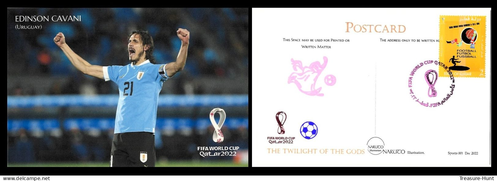 RARE Collector's Edition Picture POSTCARD - 2022 FIFA World Cup Soccer Football In Qatar - Uruguay Player Edinson Cavani - 2022 – Qatar