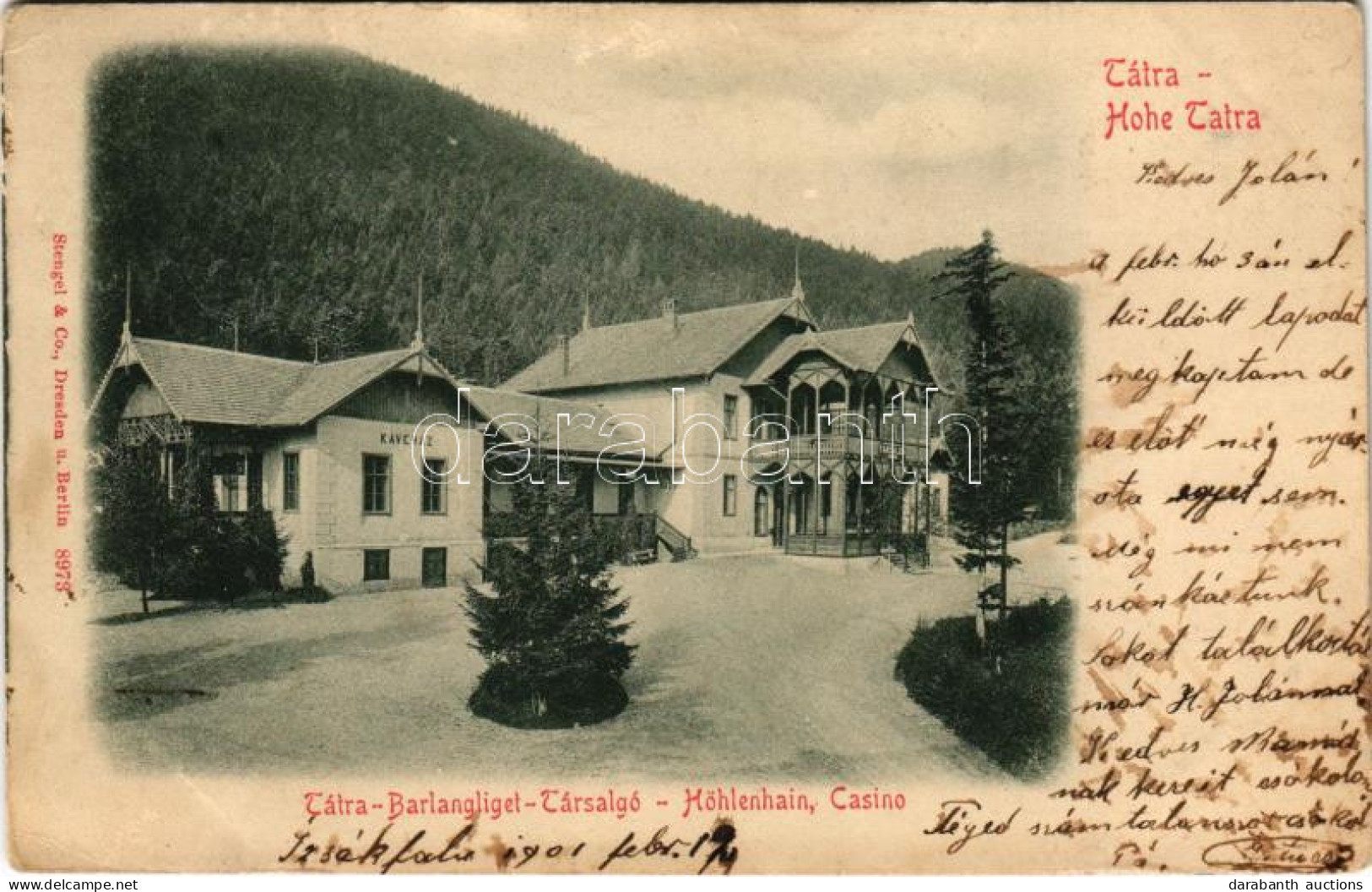 T2/T3 1901 Barlangliget, Höhlenhain, Tatranská Kotlina (Tátra, Magas Tátra, Vysoké Tatry); Társalgó, Kaszinó, Kávéház /  - Unclassified