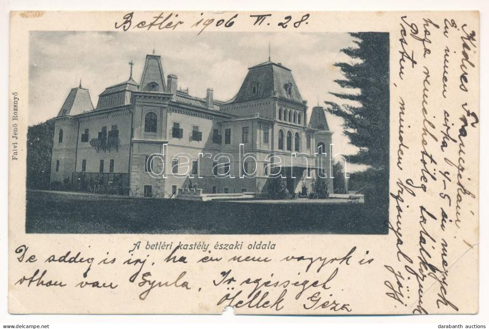 T3/T4 1906 Betlér, Betliar (Rozsnyó, Roznava); Gróf Andrássy Kastély. Falvi Jenő Kiadása / Castle (szakadás / Tear) - Non Classés