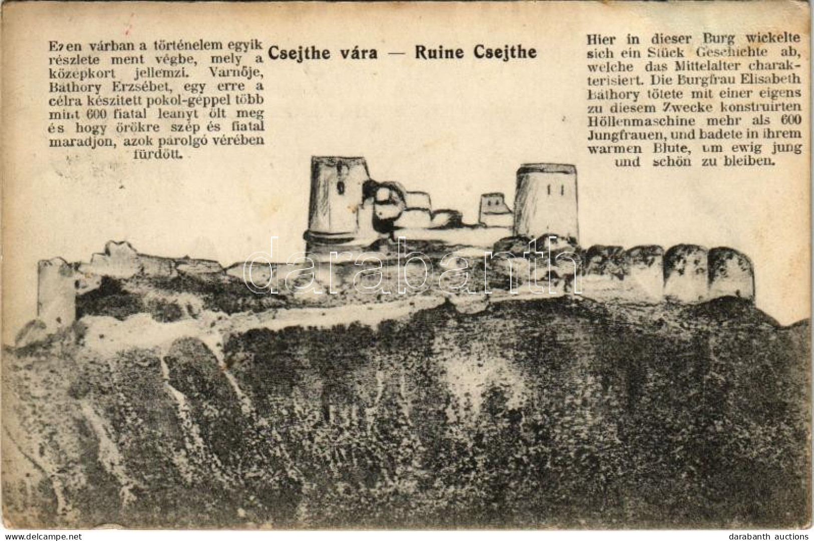 T2/T3 1913 Csejte, Csejthe, Cachtice; Cachticky Hrad / Schloss Ruine Cseyte / Báthory Erzsébet Vára. Gipsz H. Kiadása /  - Unclassified