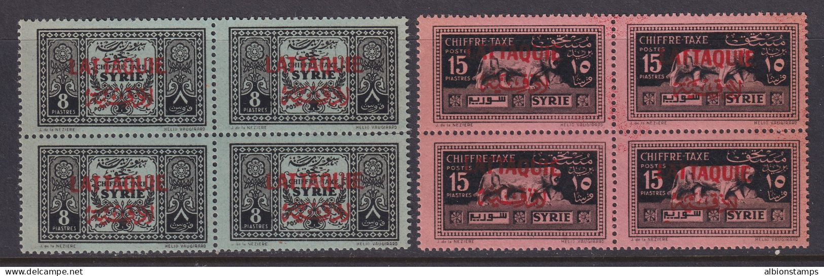 Latakia, Scott J1-J2 (Yvert TT1-TT2), MNH Blocks Of Four - Neufs