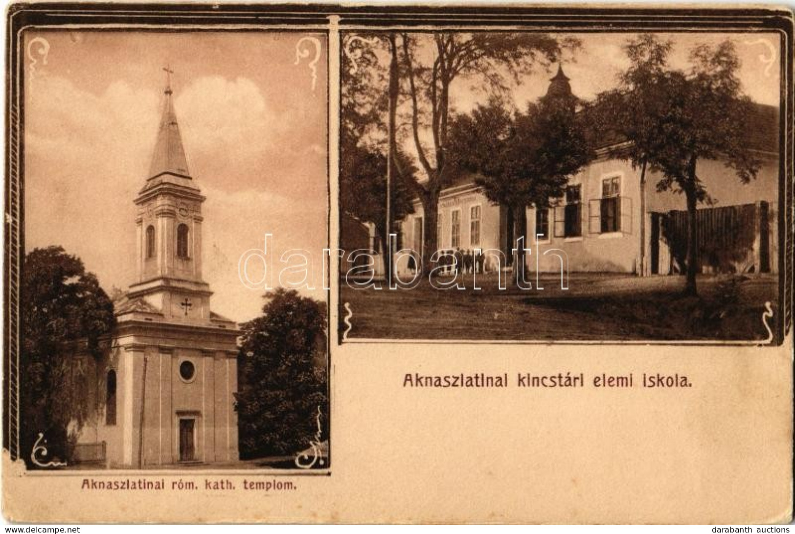 ** T2 Aknaszlatina, Slatinské Doly, Solotvyno; Római Katolikus Templom, Kincstári Elemi Iskola / Church, Treasury's Scho - Unclassified