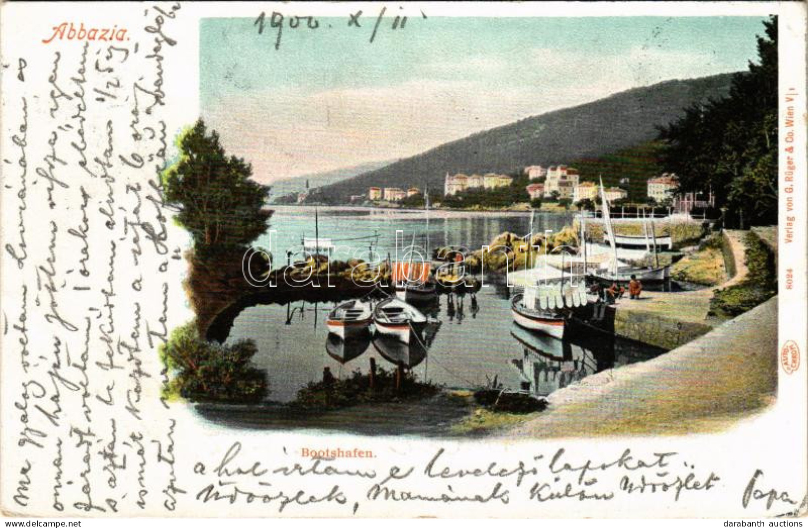 T2/T3 1900 Abbazia, Opatija; Bootshafen / Csónak Kikötő / Boat Port. G. Rüger & Co. (EK) - Ohne Zuordnung