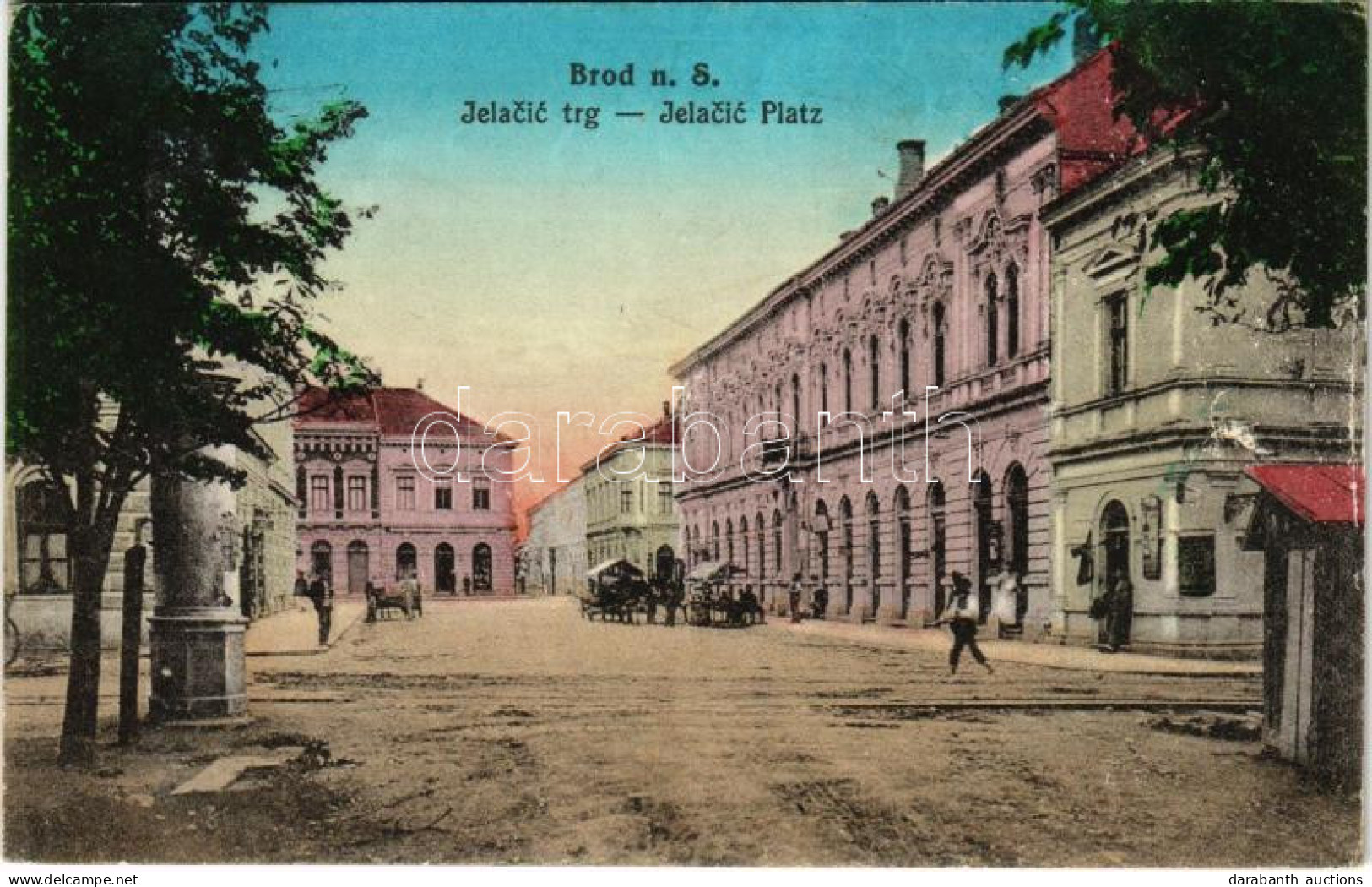 T2 1915 Bród, Nagyrév, Slavonski Brod, Brod Na Savi; Jelacic Trg / Square + "TOVÁBBÍTHATÓ" - Non Classés