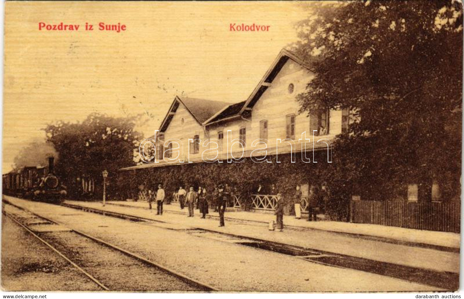 T2/T3 1907 Sunja, Kolodvor / Vasútállomás, Vonat, Gőzmozdony / Railway Station, Locomotive, Train (fl) - Zonder Classificatie