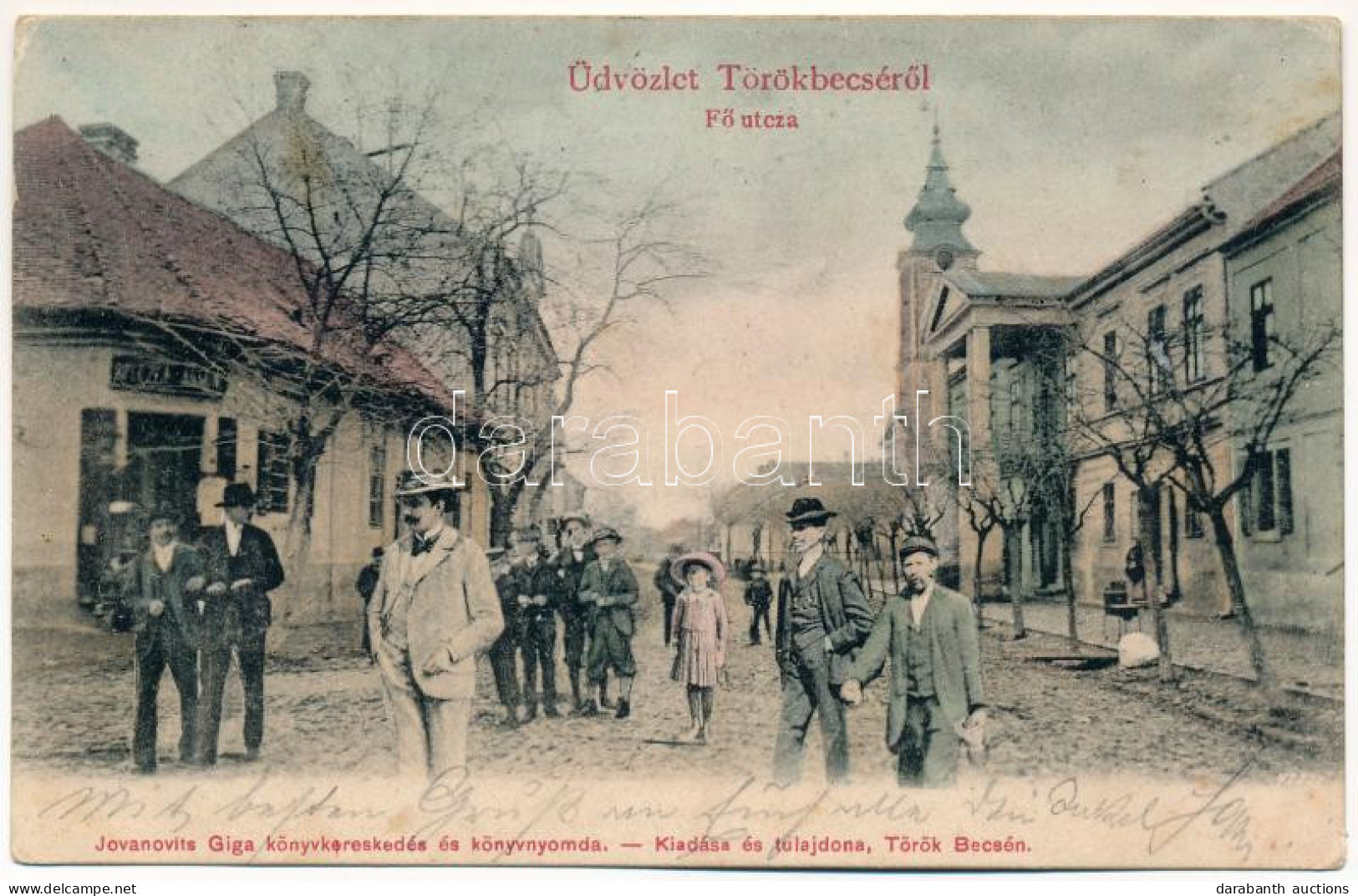 T2 1906 Törökbecse, Újbecse, Novi Becej; Fő Utca, Templom, üzlet. Jovanovits Giga Kiadása / Main Street, Church, Shop - Non Classés