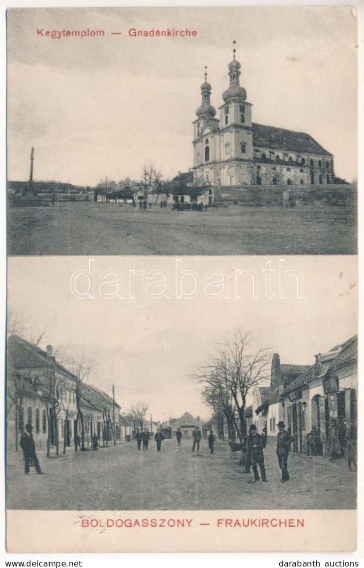 T2/T3 1910 Boldogasszony, Fertőboldogasszony, Frauenkirchen; Gnadenkirche, Strasse / Kegytemplom, Utca. Horváth J. Kiadá - Non Classificati