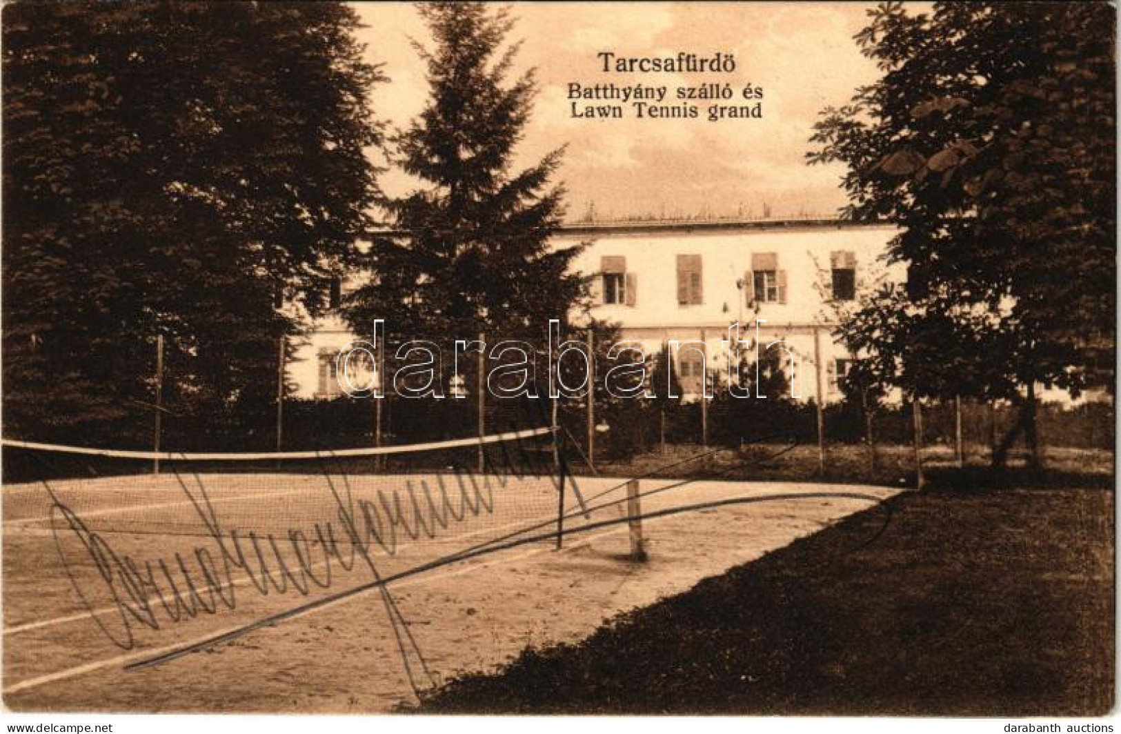 T2 1914 Tarcsafürdő, Bad Tatzmannsdorf; Batthyány Szálloda és Lawn Tennis Grand, Teniszpálya. Hönigmann Jakab Kiadása /  - Ohne Zuordnung