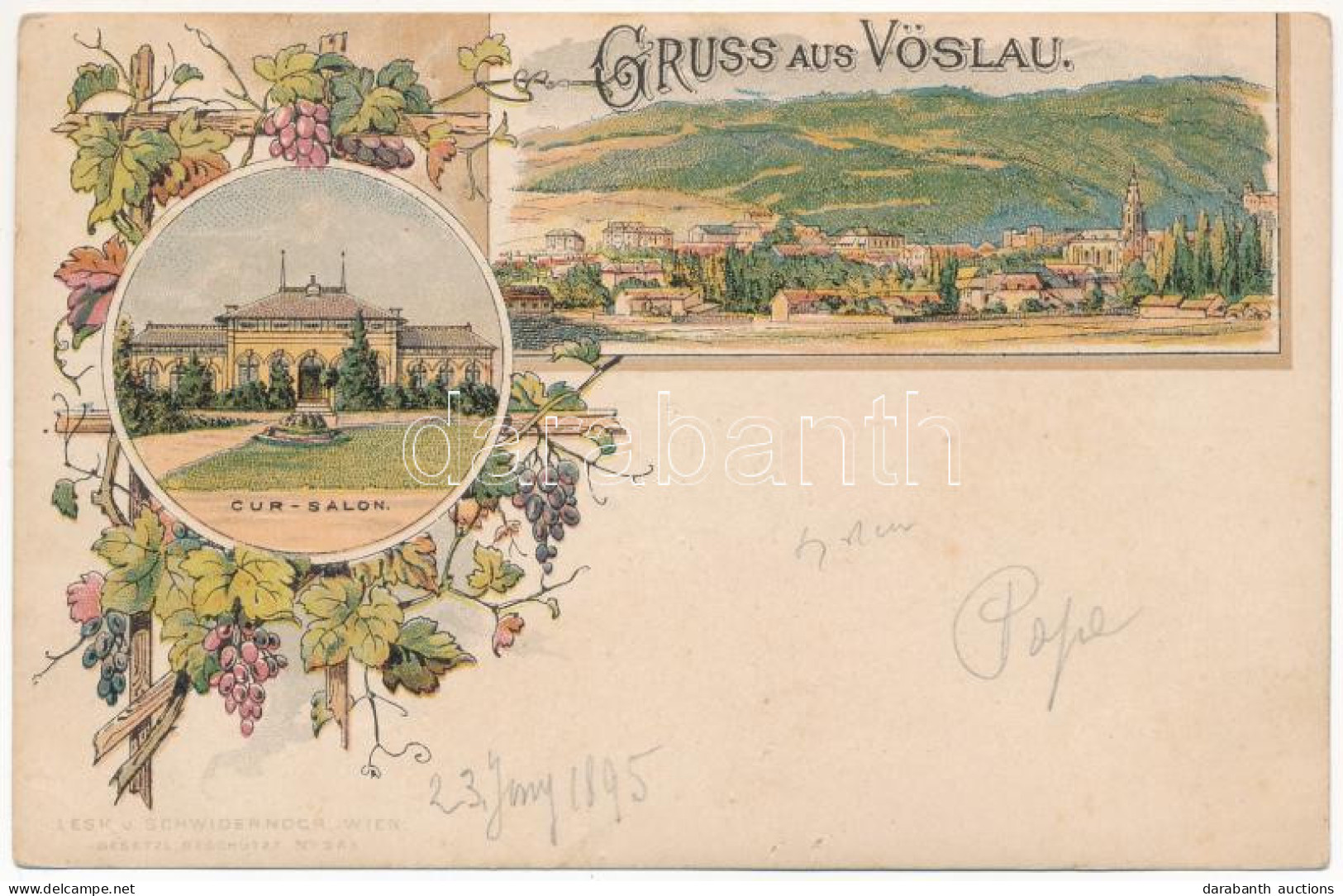 * T2 (Vorläufer) Bad Vöslau, Cur Salon / Spa Sanatorium. Lesk U. Schwidernoch Art Nouveau, Floral, Litho - Ohne Zuordnung