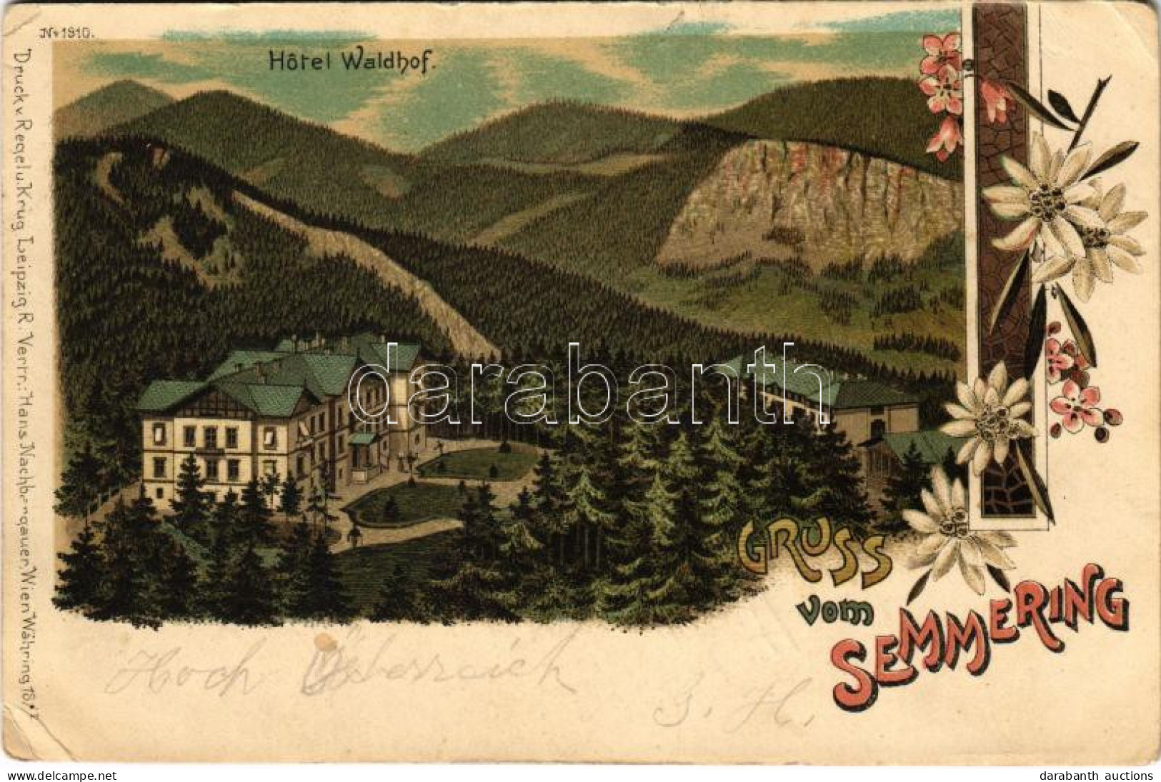 * T3 1899 (Vorläufer) Semmering, Hotel Waldhof. Art Nouveau, Floral, Litho (Rb) - Ohne Zuordnung