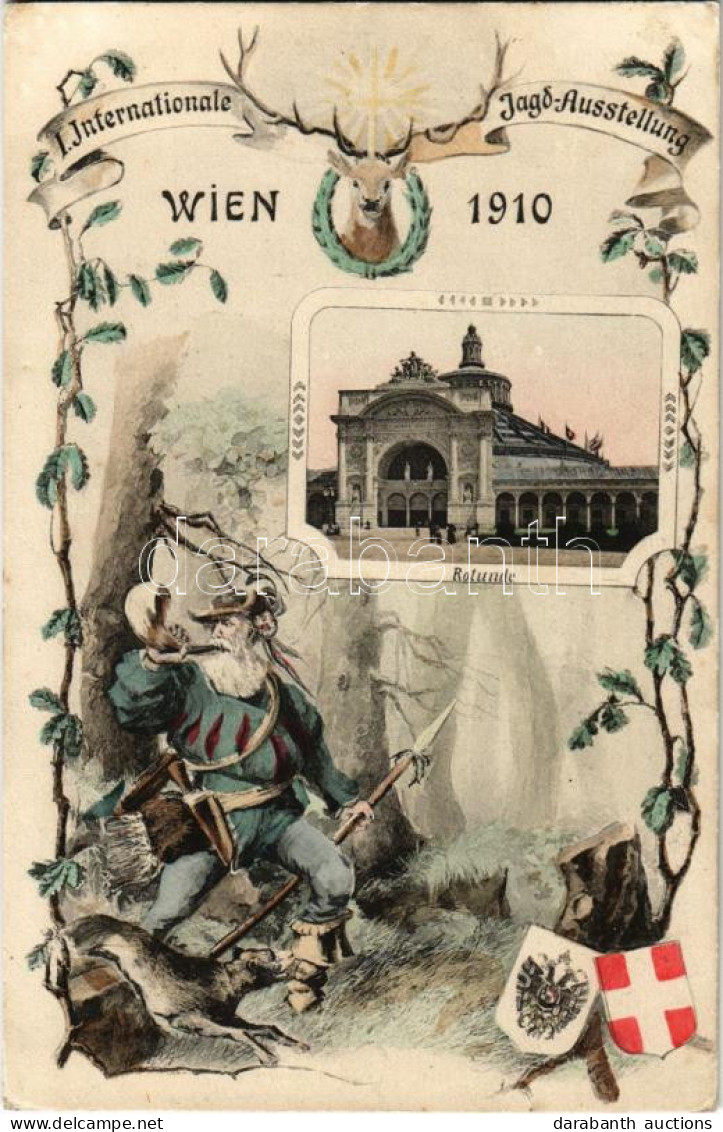 ** T1 1910 Wien, Vienna, Bécs; I. Internationale Jagd-Ausstellung, Rotunde. P. Ledermann 1910. / Első Nemzetközi Vadásza - Ohne Zuordnung