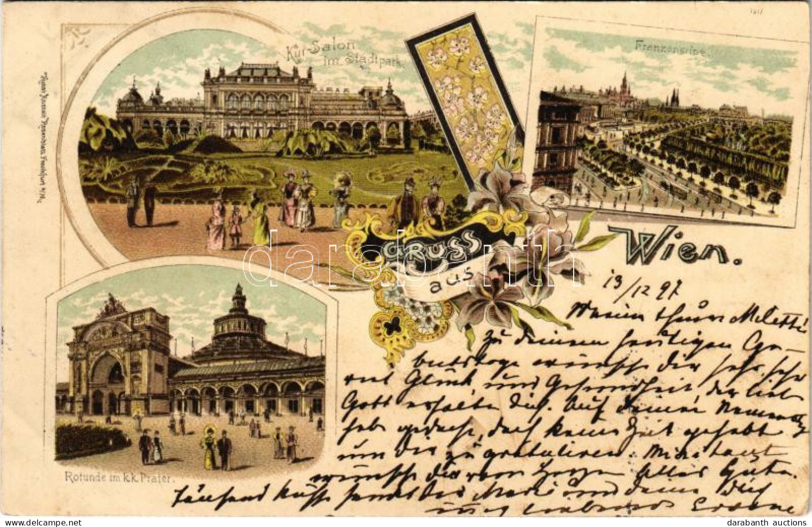 T2/T3 1897 (Vorläufer) Wien, Vienna, Bécs; Kur-Salon Im Stadtpark, Franzensring, Rotunde Im K.k. Prater. Kunstanstalt Ro - Zonder Classificatie