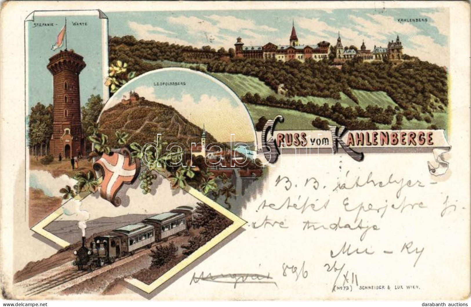 T2/T3 1896 (Vorläufer) Wien, Vienna, Bécs XIX. Kahlenberg, Leopoldsberg, Stefanie-Warte / Lookout Tower, Train, Locomoti - Sin Clasificación