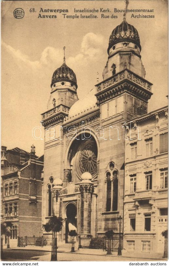 ** T1 Antwerpen, Anvers; Israelitische Kerk, Bouwmeesterstraat / Synagogue, Street - Non Classificati