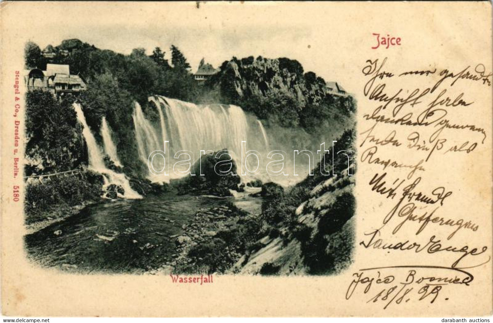 T2/T3 1899 (Vorläufer) Jajce, Wasserfall / Waterfall + "K.u.k. Milit. Post Jajce" (EK) - Ohne Zuordnung