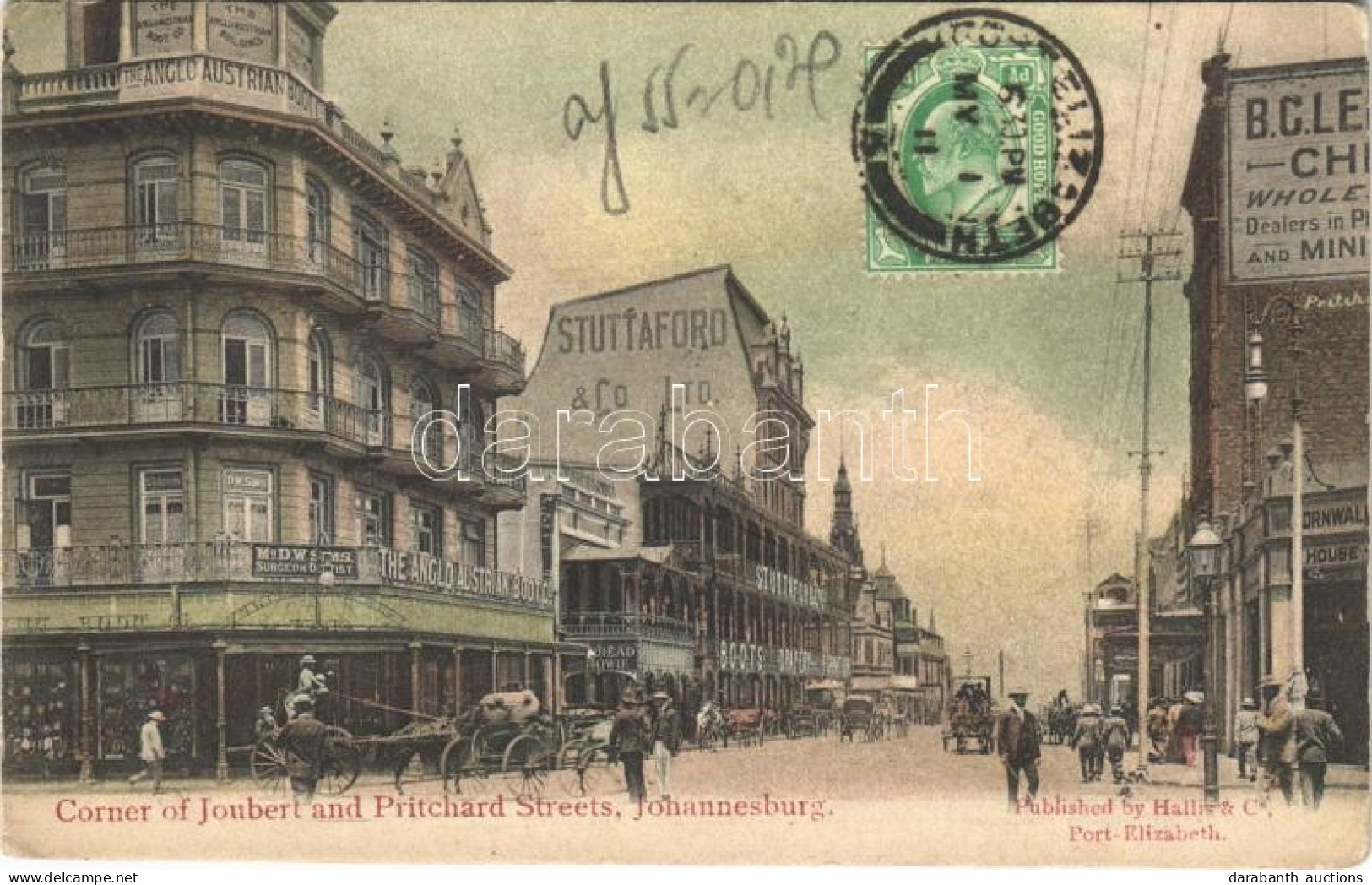 T2 1911 Johannesburg, Corner Of Joubert And Pritchard Streets, Stuttaford & Co., D.W. Sims, The Anglo Austrian Boot, Sho - Sin Clasificación