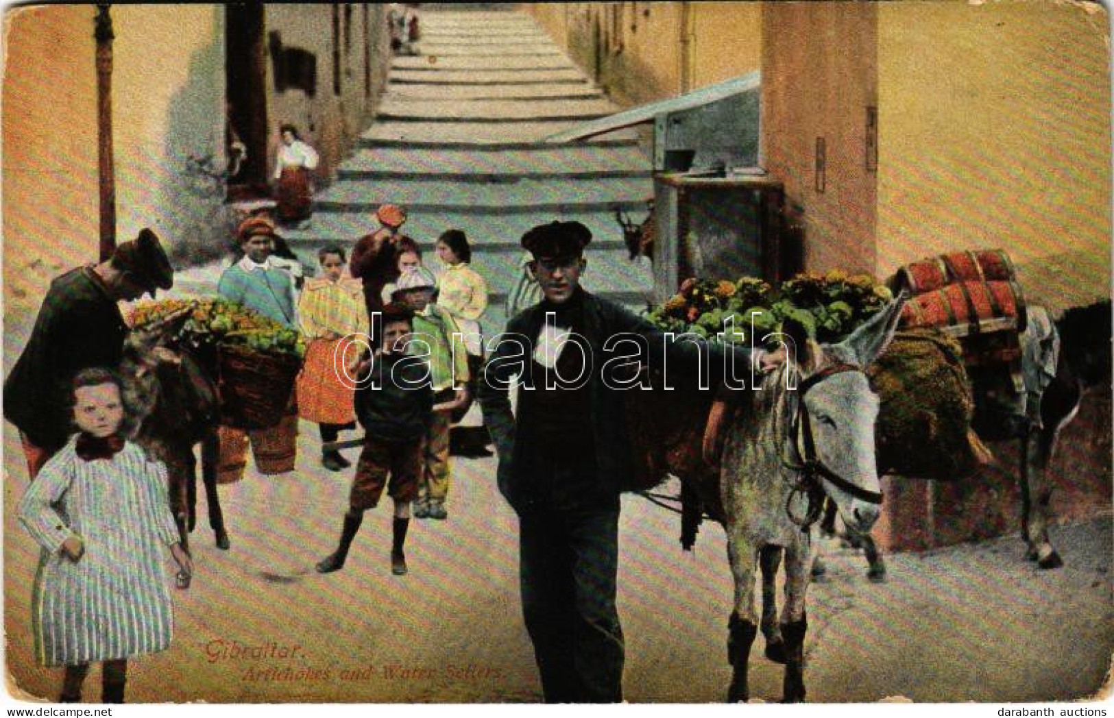 ** T2/T3 Gibraltar, Artichokes And Water Sellers, Market (EK) - Unclassified