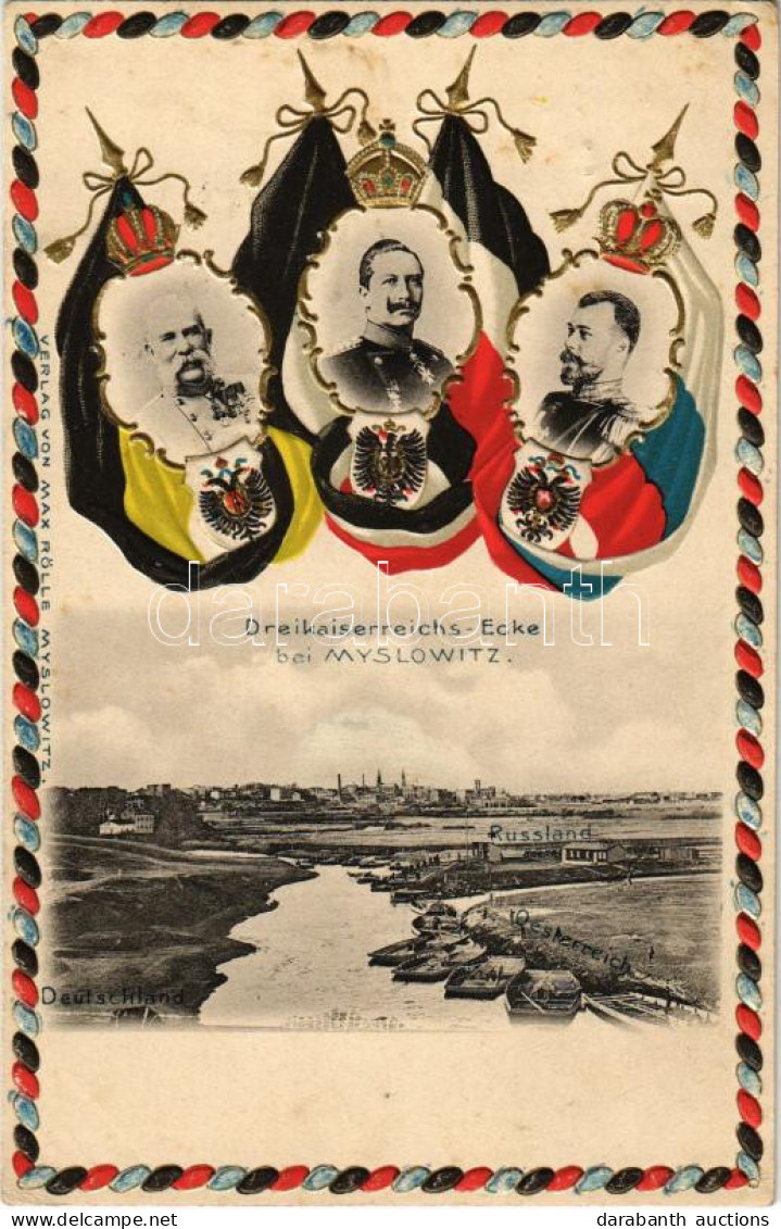 * T2/T3 Myslowice, Myslowitz (Ober-Schlesien); Dreikaiserreichs Ecke: Deutschland, Oesterreich, Russland. Verlag Max Röl - Sin Clasificación