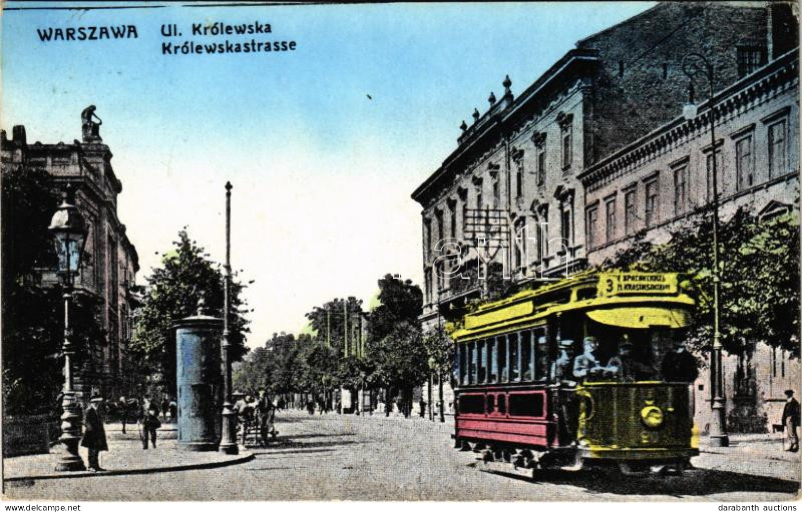 T2 Warszawa, Varsovie, Warschau, Warsaw; Ul. Królwska / Strasse / Street, Tram Line 3 + "K.u.k. BAHNHOFKOMMANDO Radom" - Unclassified