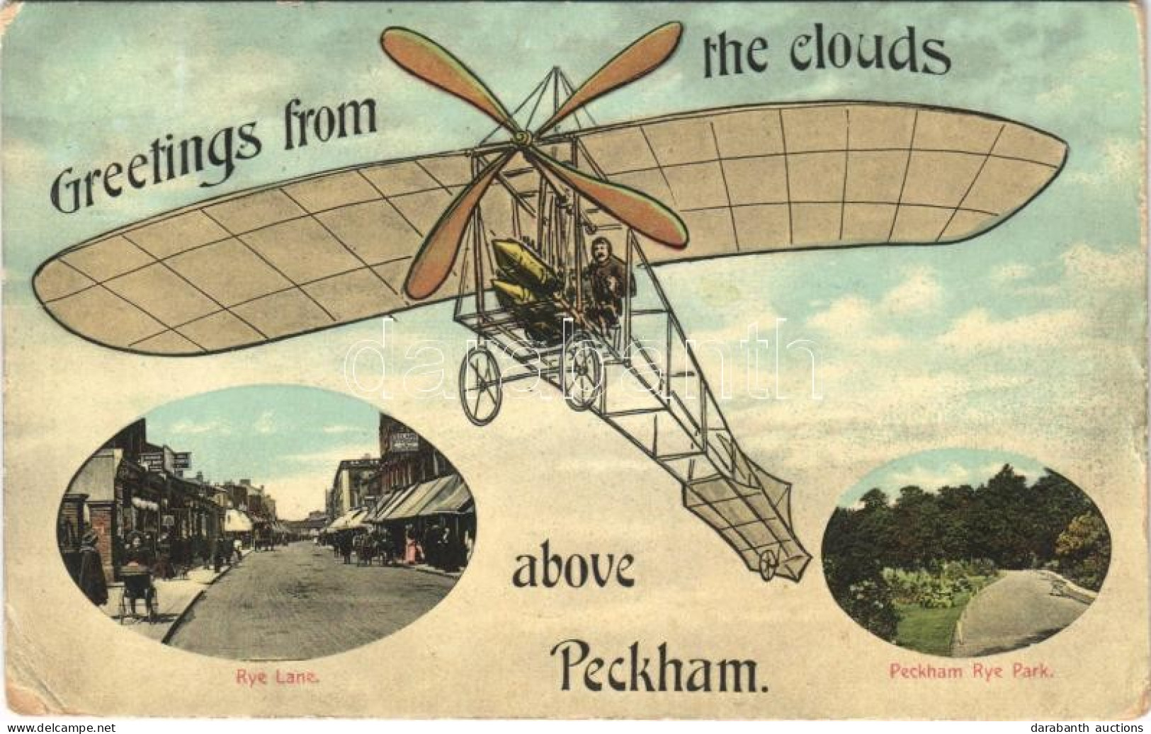 * T3 Peckham (London), Greetings From The Clouds Above Rye Lane And Park. Montage With Aircraft (Rb) - Non Classés