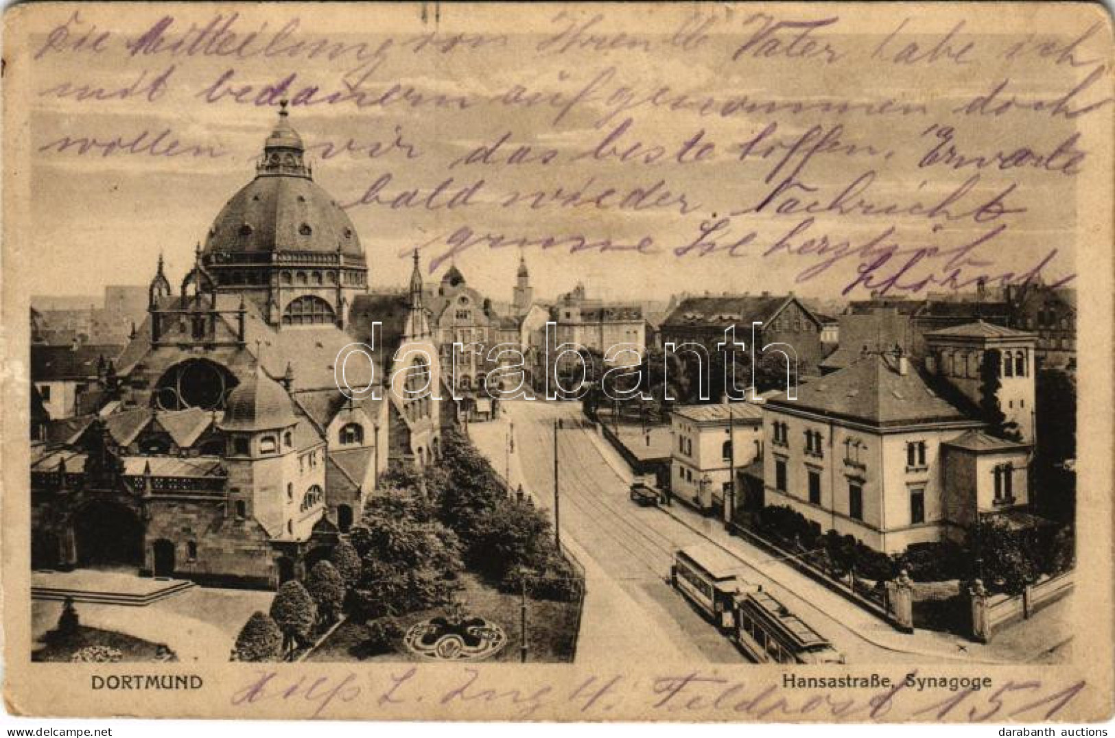 T2/T3 1916 Dortmund, Hansastraße, Synagoge / Street View, Synagogue, Tram (EK) - Unclassified