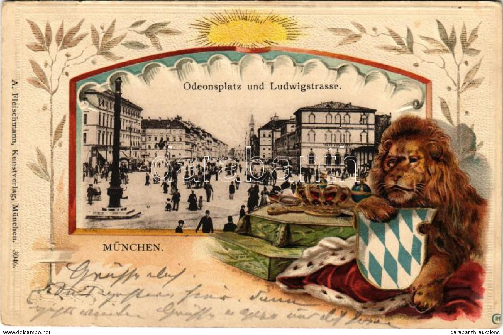 T2/T3 1901 München, Munich; Odeonsplatz Und Ludwigstrasse. A. Fleischmann Art Nouveau, Embossed Litho - Ohne Zuordnung