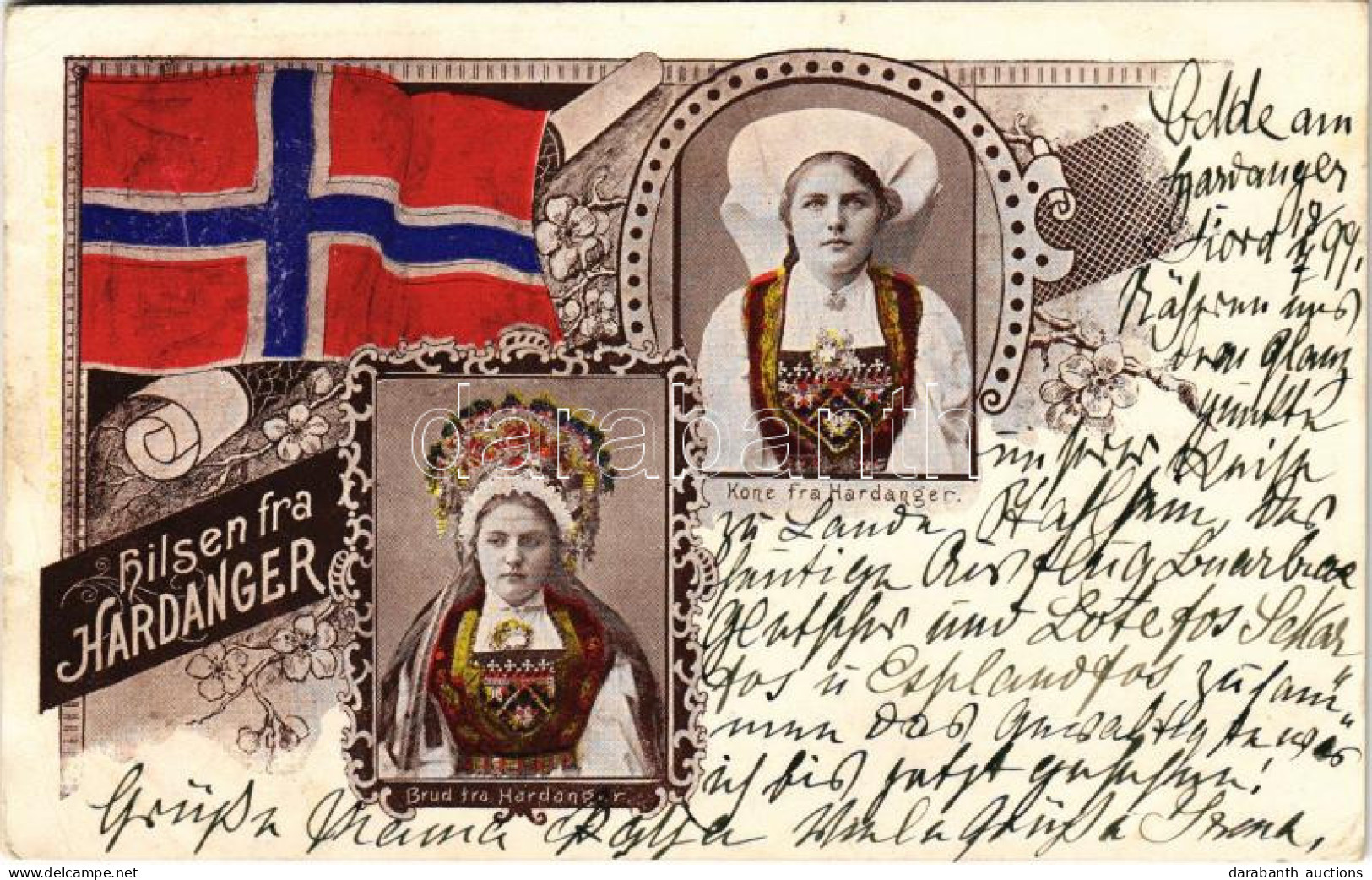 T3/T4 1899 (Vorläufer) Hardanger, Brud, Kone / Norwegian Flag And Folklore: Bride And Wife.Art Nouveau, Floral (wet Dama - Unclassified