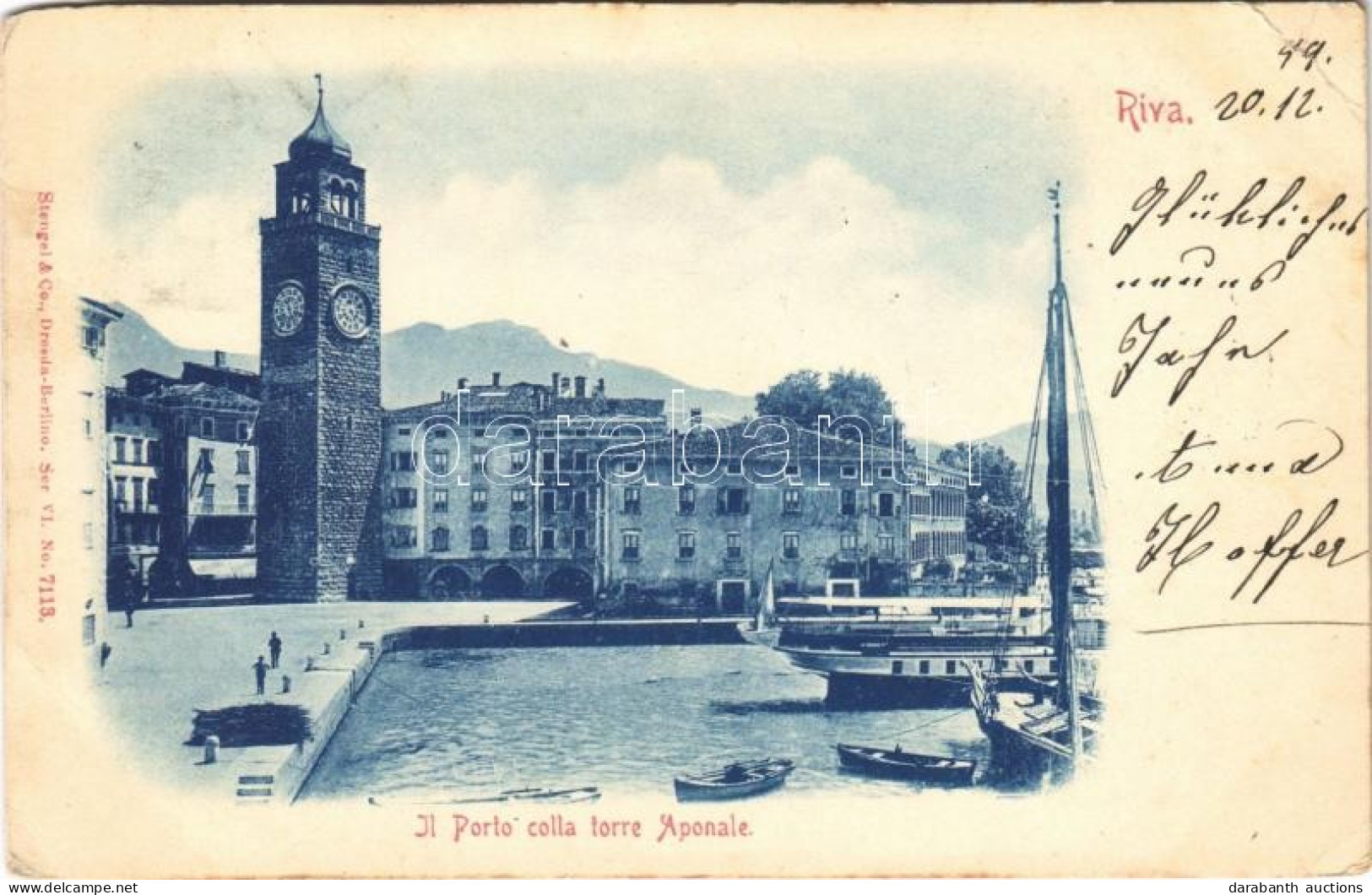 T2/T3 1899 (Vorläufer) Riva, Il Porto Colla Torre Aponale / Port, Clock Tower (EK) - Ohne Zuordnung