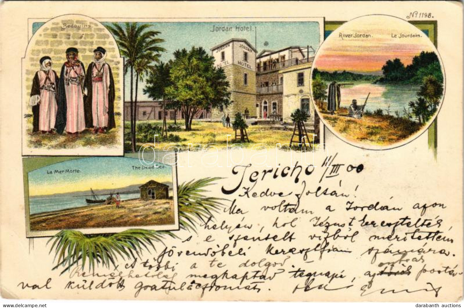 T2/T3 1900 Jericho, Jordan Hotel, River Jordan, Bedouins, Dead Sea. Art Nouveau, Floral, Litho (EK) - Unclassified