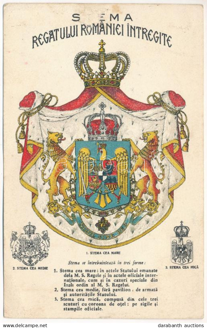 * T2/T3 Stema Regatului Romaniei Intregite. Editura Librariei Socec & Co. / The Royal Coat Of Arms Of Romania + "1940 Sz - Unclassified