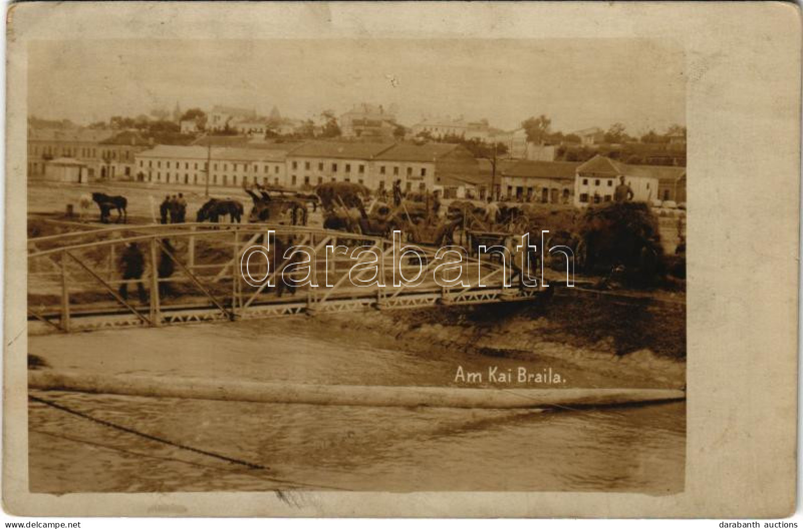 T2/T3 1918 Braila, Am Kai / Danube Bridge, WWI German Military Soldiers. Photo (EK) + "K.U.K. FELDPOSTAMT 230" - Sin Clasificación