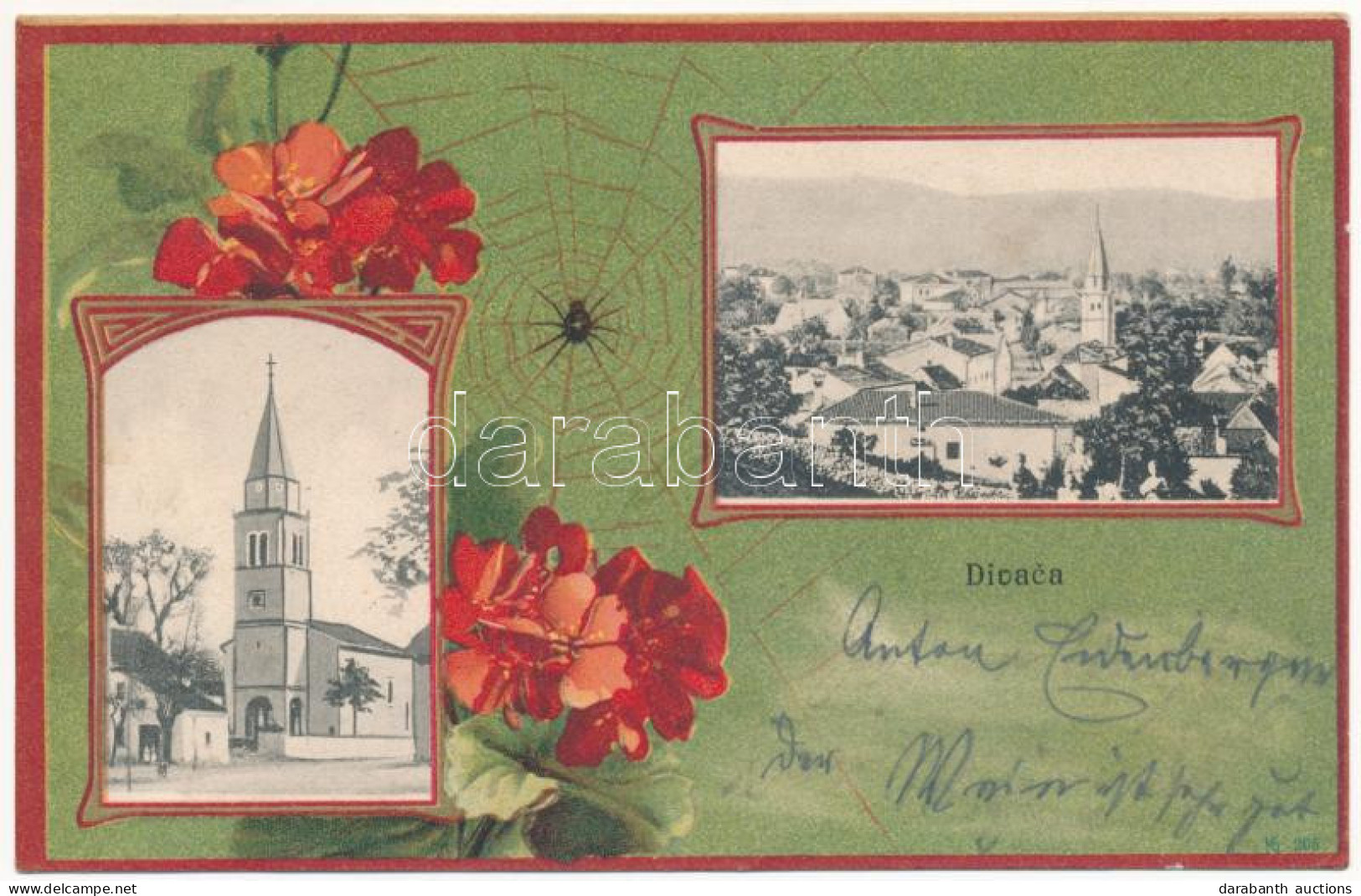 T2 1904 Divaca, Divacca, Divaccia; Zupnijska Cerkev Sv. Antona / Church. B. Steblaj Art Nouveau, Floral, Litho - Sin Clasificación