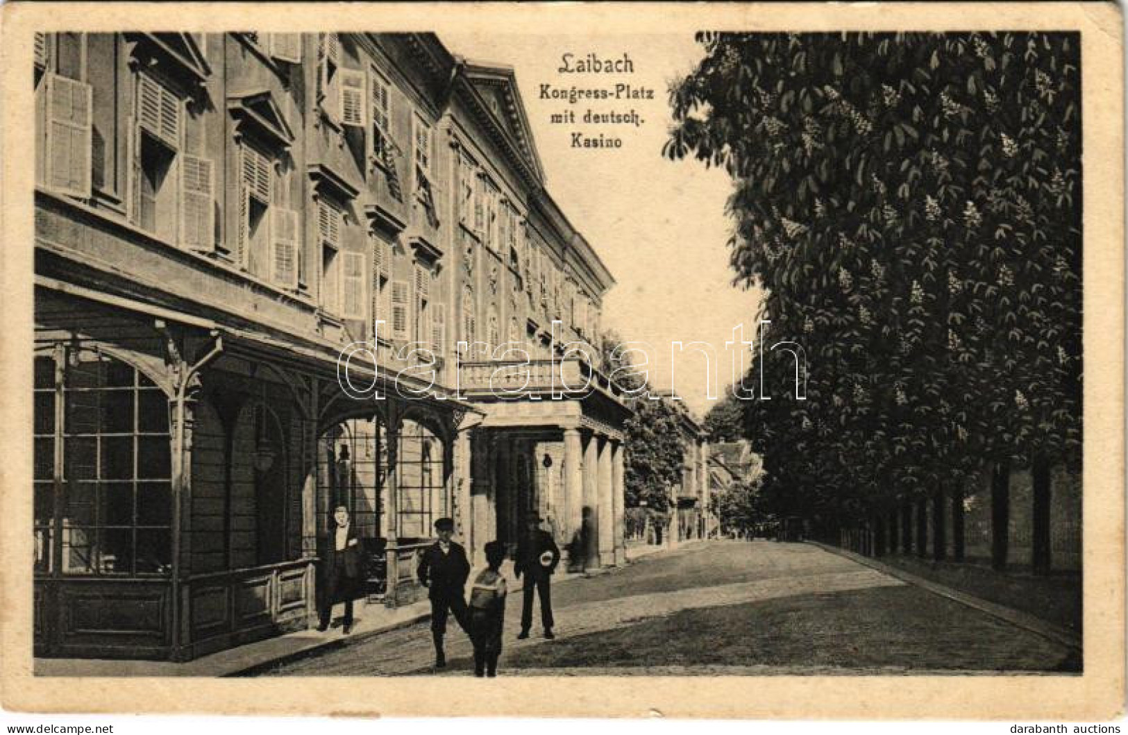T2/T3 1917 Ljubljana, Laibach; Kongress-Platz Mit Deutsch. Kasino / German Casino (EK) - Ohne Zuordnung