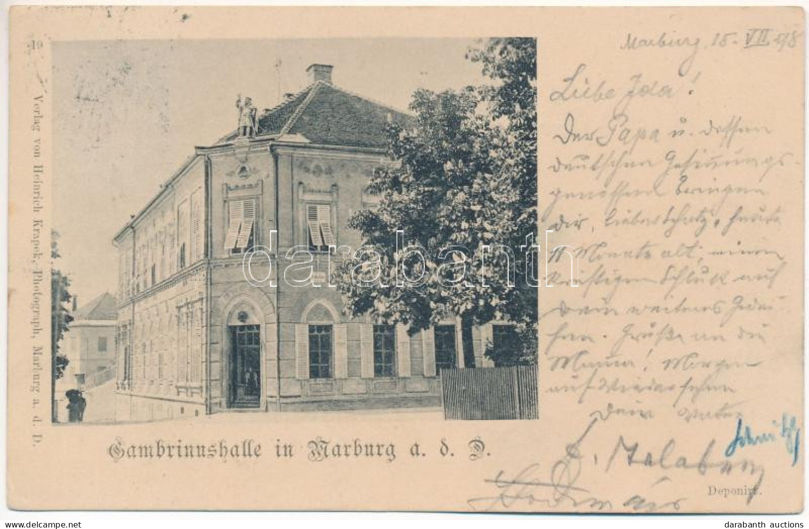 T2/T3 1898 (Vorläufer) Maribor, Marburg A.d. Drau; Gambrinushalle. Heinrich Krapek / Beer Hall (EK) - Non Classés