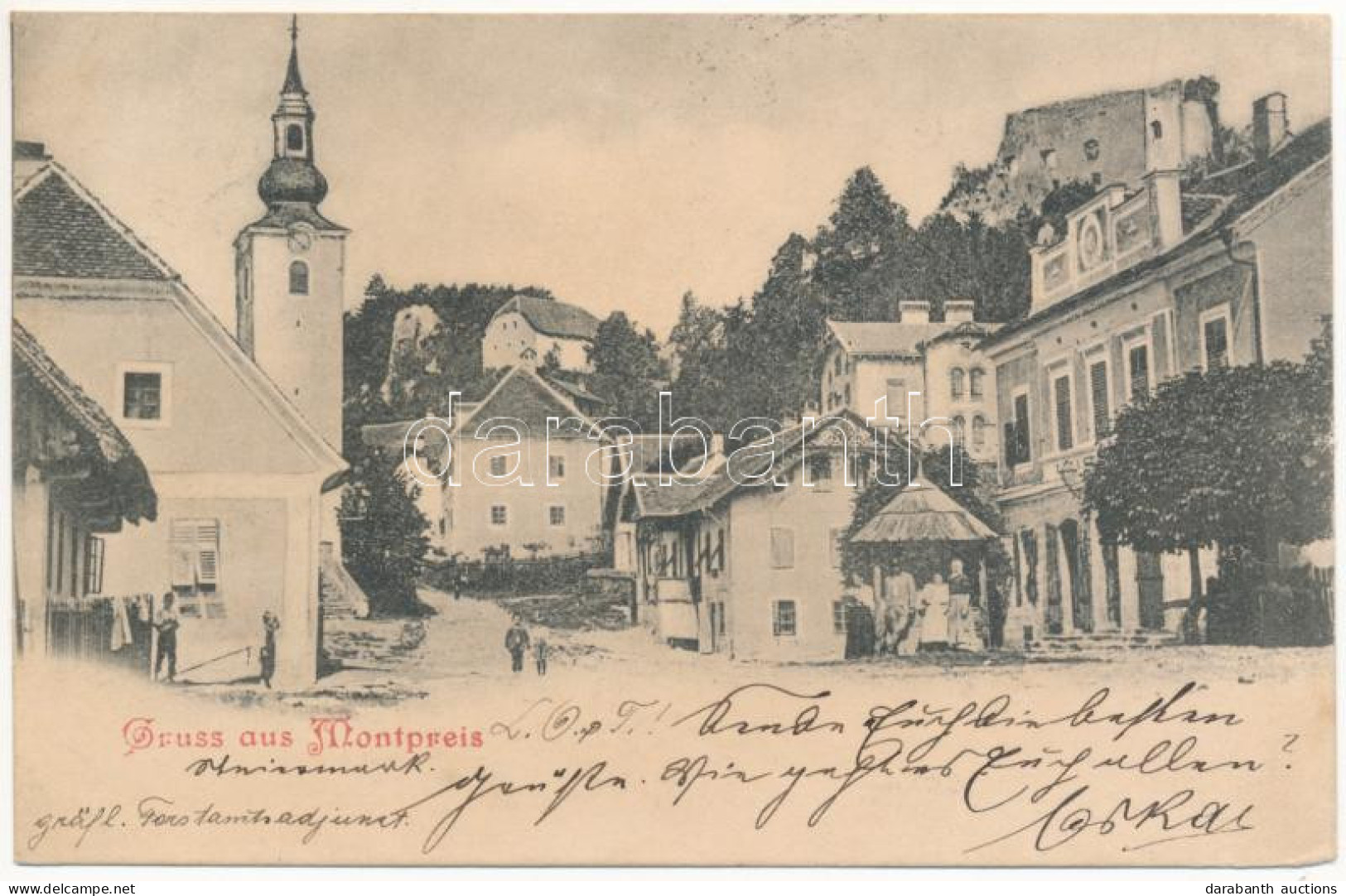 T2/T3 1900 Planina Pri Sevnici, Montpreis; Street, Castle Ruins, Church (fl) - Ohne Zuordnung