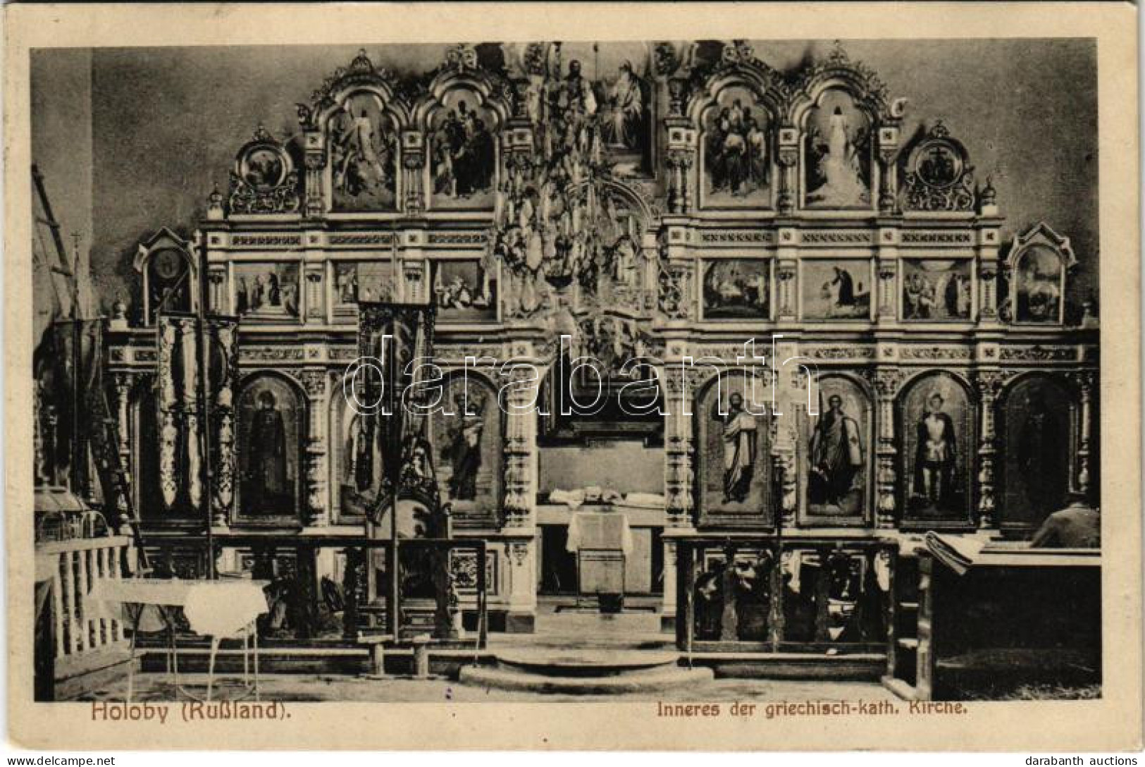 T2/T3 1918 Holoby, Inneres Der Griechisch-kath. Kirche / Greek Catholic Church, Interior - Zonder Classificatie