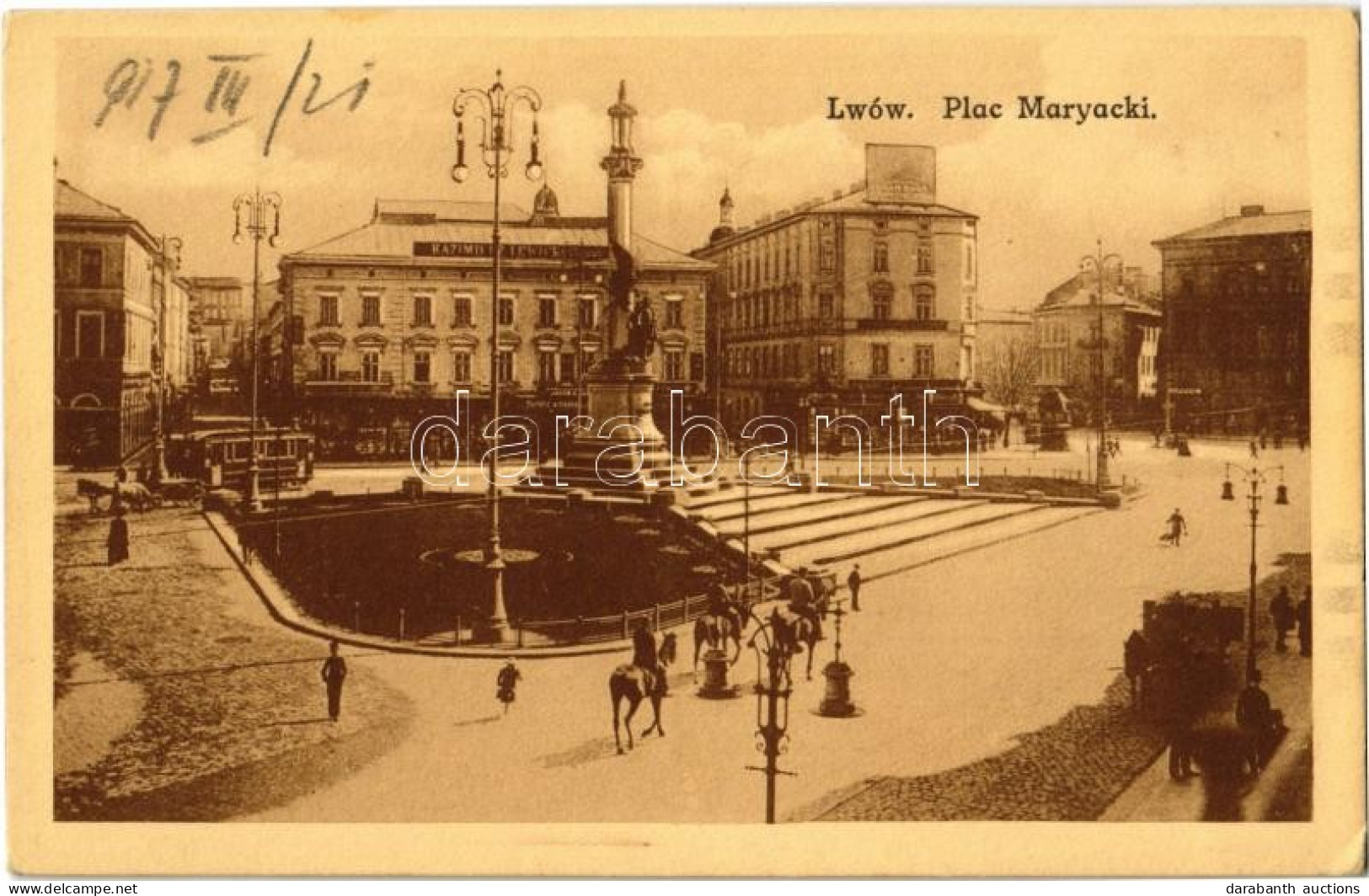 ** T1 Lviv, Lwów, Lemberg; Plac Maryacki, Kazimierz Lewicki / Square, Shops, Tram - Unclassified