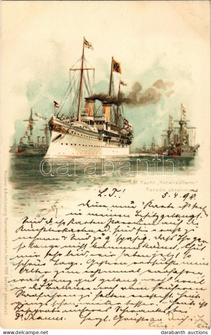 T2 1898 (Vorläufer) Kaiserliche Marine S.M. Yacht "Hohenzollern" Parade Abnehmend. Meissner & Buch Marinepostkarte Serie - Ohne Zuordnung