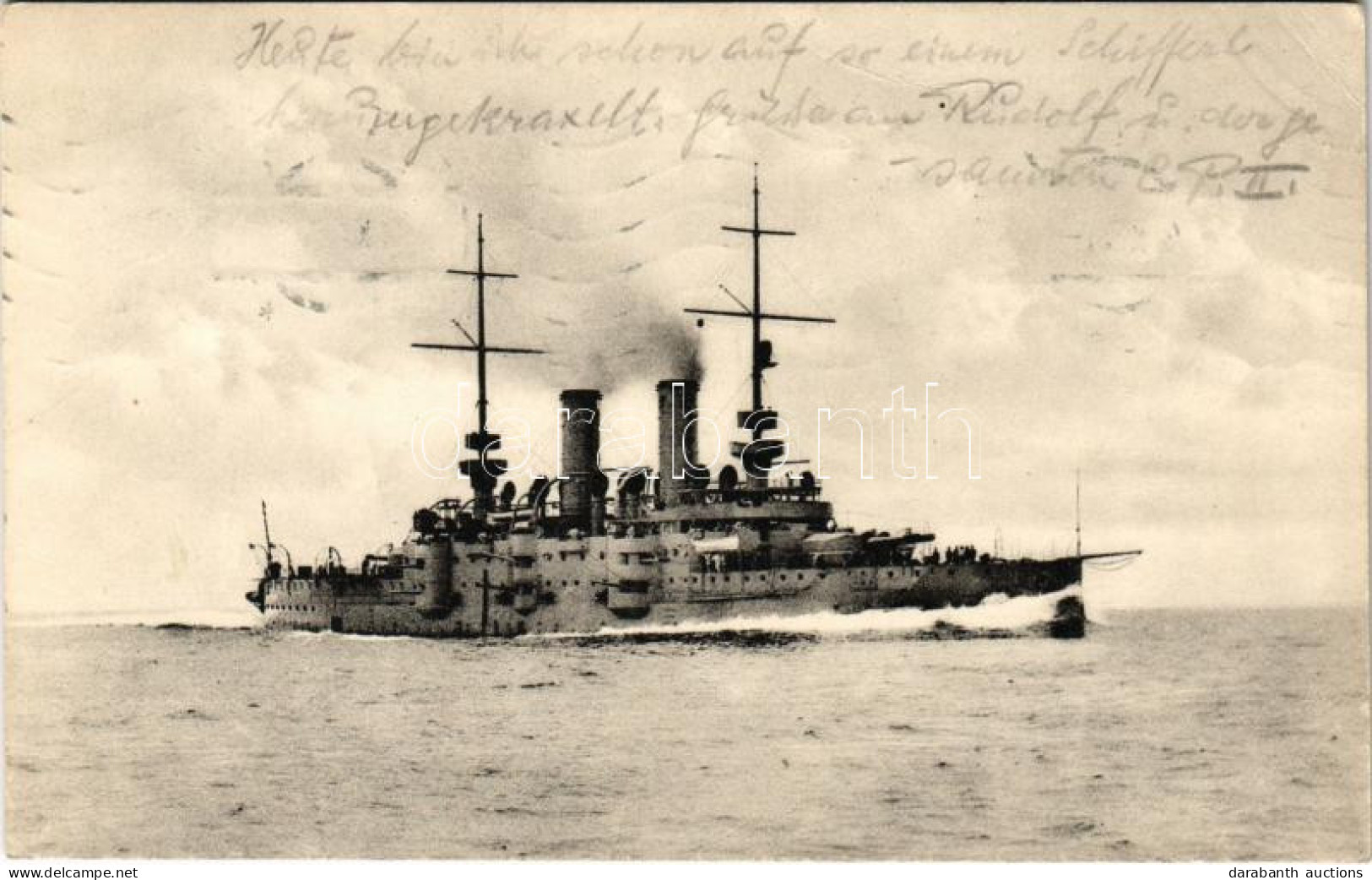 T2 1910 K.u.K. Kriegsmarine SMS Habsburg. Phot. A. Beer, F.W. Schrinner Pola 1909. - Non Classés
