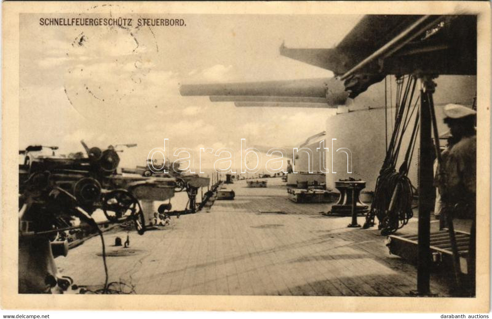 T2 1916 K.u.K. Kriegsmarine Schnellfeuergeschütz Steuerbord. Phot. A. Beer, F.W. Schrinner Pola 1916. + "K.u. ETAPPENPOS - Sin Clasificación