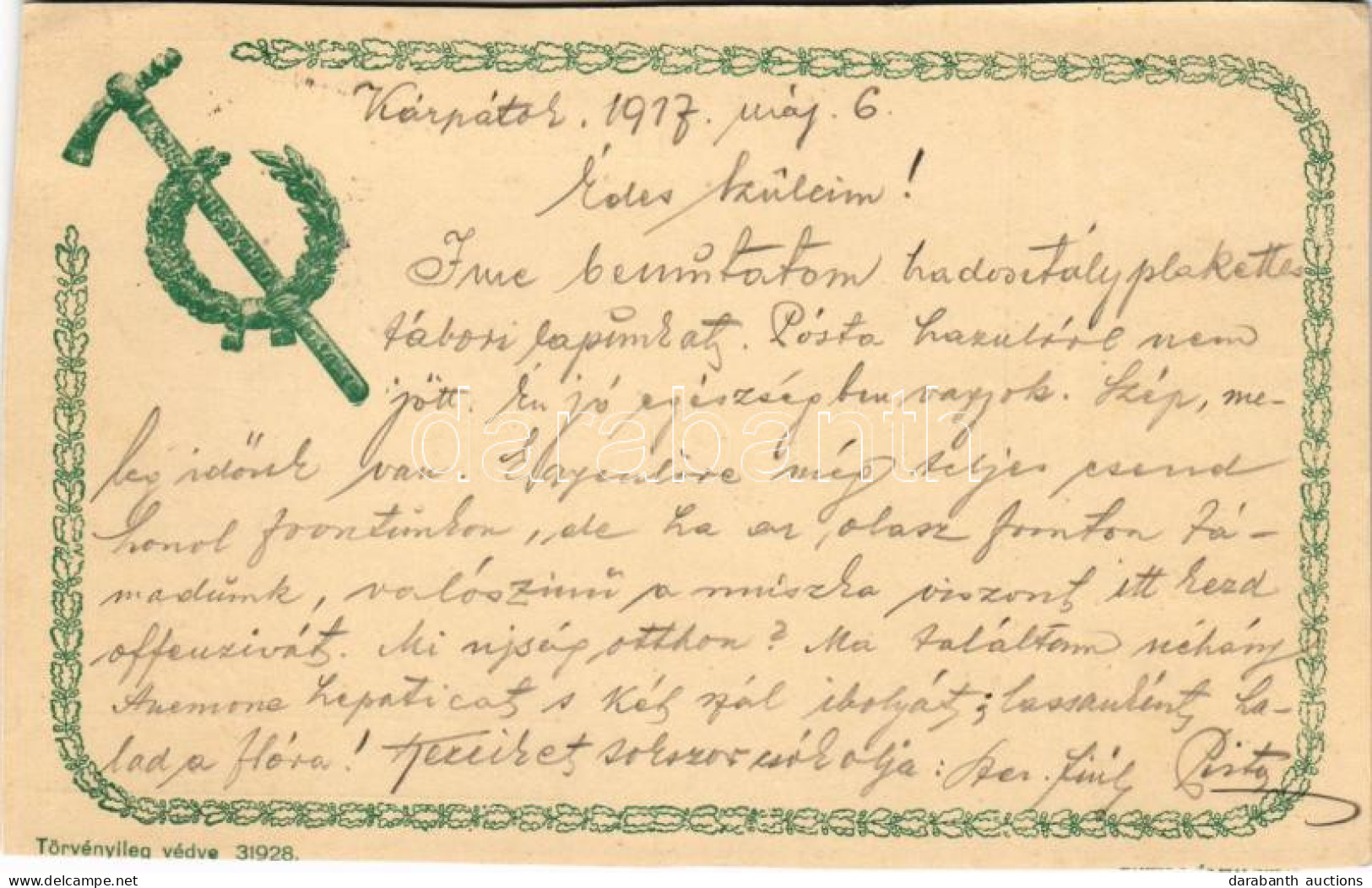 T2/T3 1917 M. Kir. 40. Honvéd Gyaloghadosztály 1914-16 Levelezőlapja / WWI Austro-Hungarian K.u.K. Military Postcard + " - Unclassified