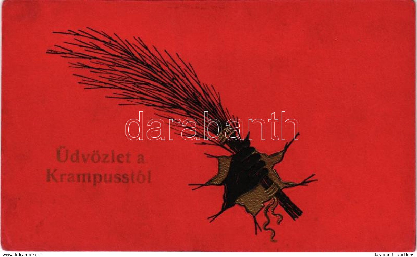 * T3 1918 Üdvözlet A Krampusstól! / Greetings From The Krampus With Birch. Emb. Litho (kopott Sarkak / Worn Corners) - Unclassified